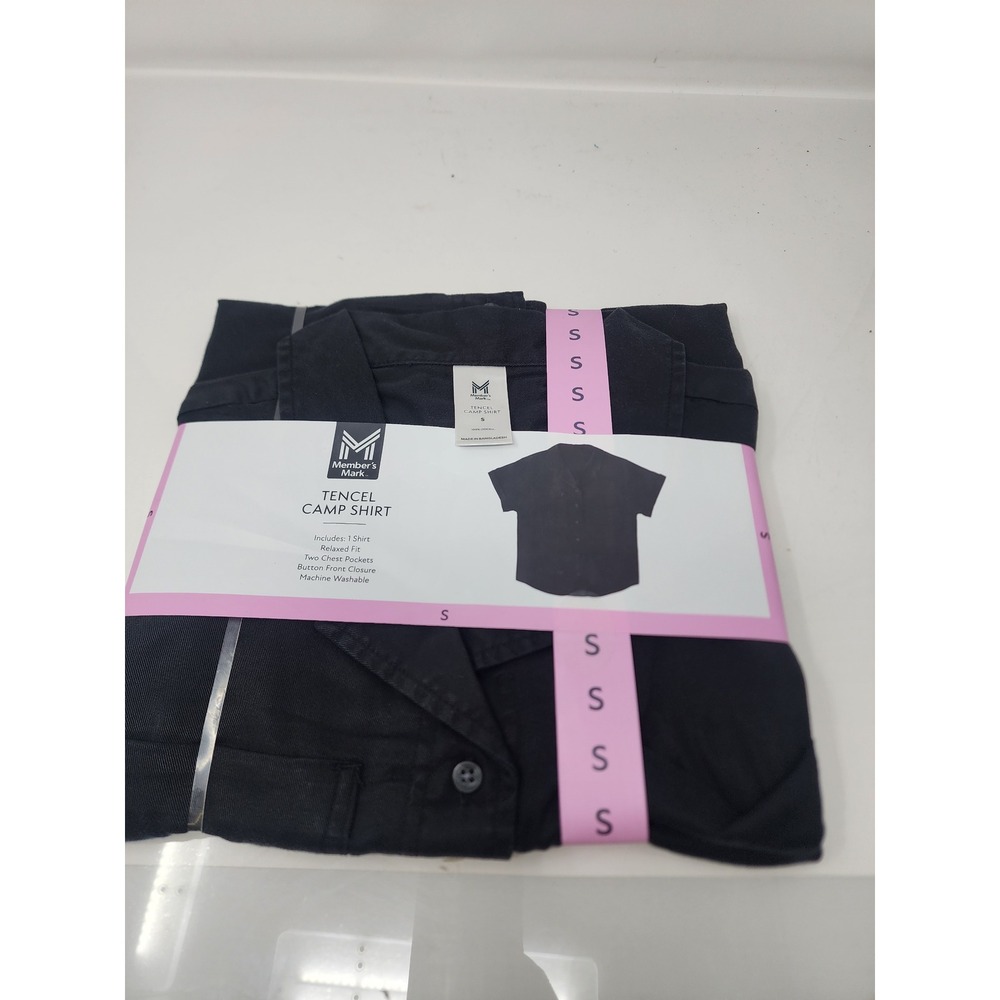 Member's Mark Womens Tencel Camp Shirt Black Lyocell Relaxed Size Small